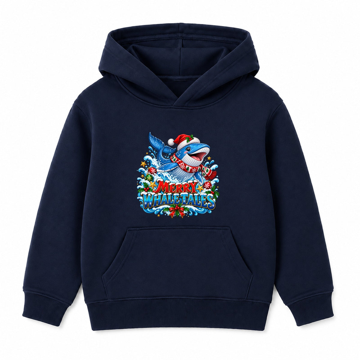 Merry Whale Tales kids Christmas hoodie - Navy