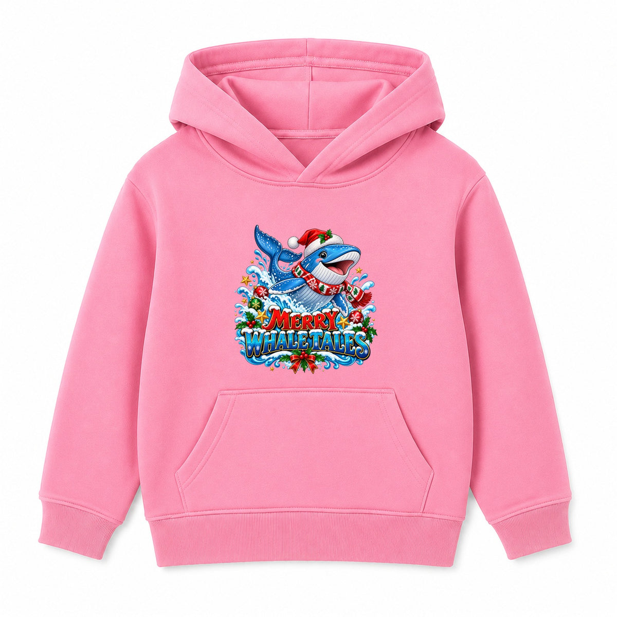 Merry Whale Tales kids Christmas hoodie - Pink