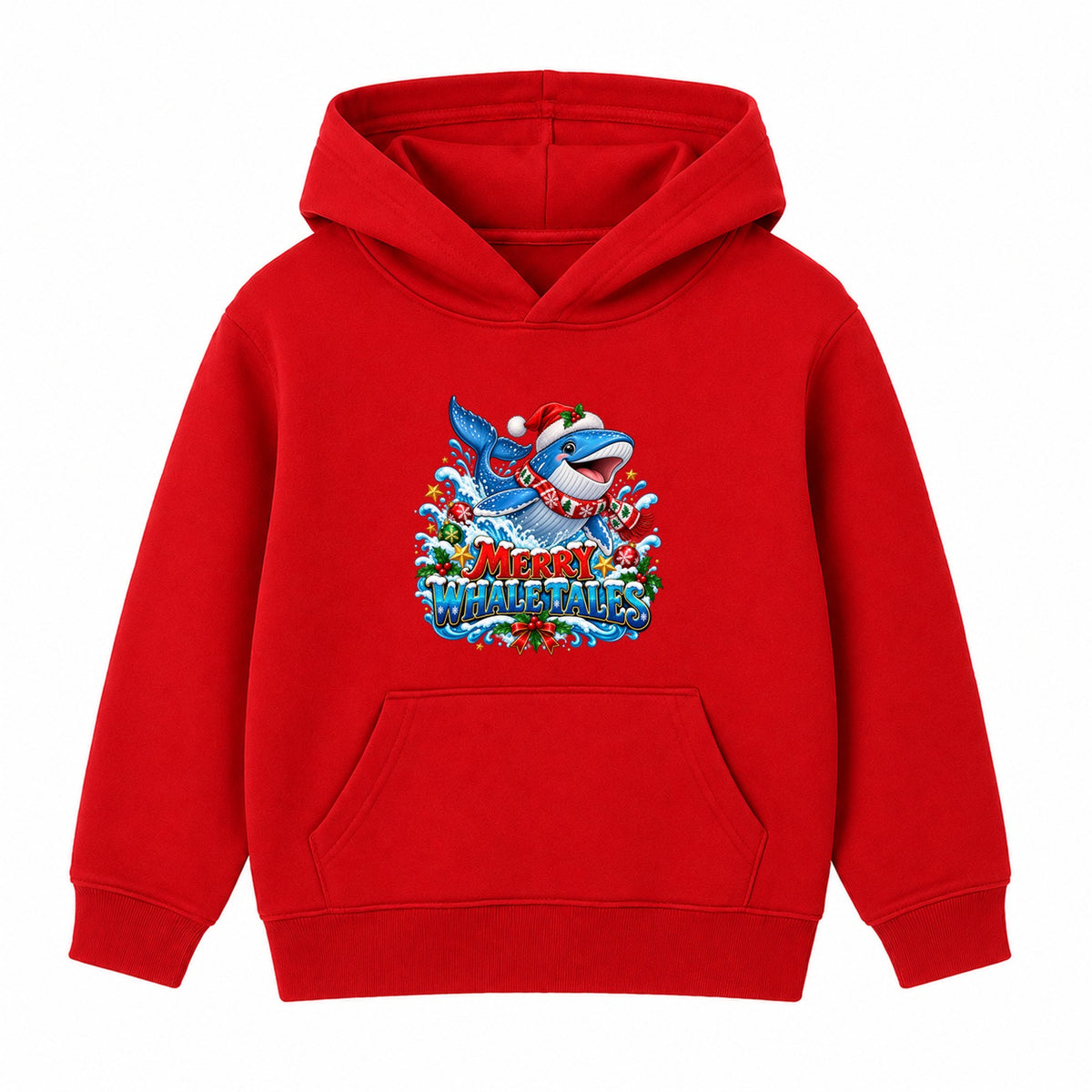 Merry Whale Tales kids Christmas hoodie - Red